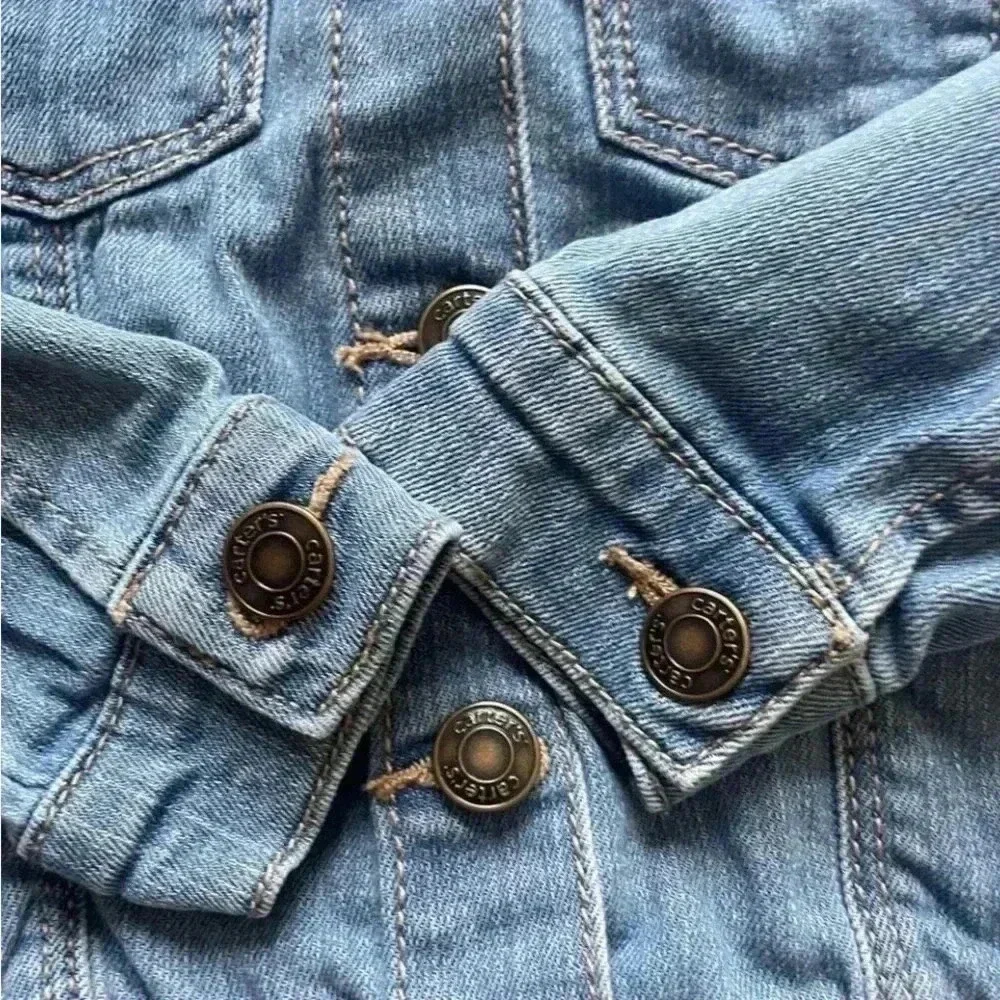 Carter’s Lightweight Denim Girls Jeans Trendy Pockets Jacket SZ 4T #1732